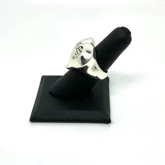 Sterling Silver Jewelry-Large Modernist Puffed Heart Ring (Size 7) - Picture 2 of 7